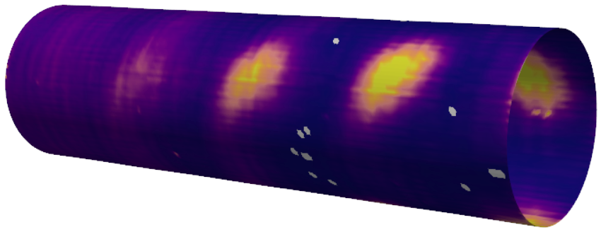 Serpentine quasi-optical beam propagation, plasma colormap